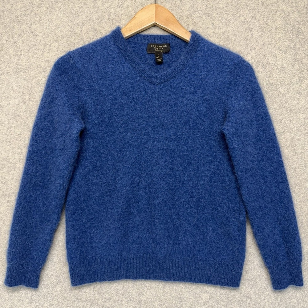 Club Room Luxury 100% Cashmere Blue V Neck Sweater Women's Small